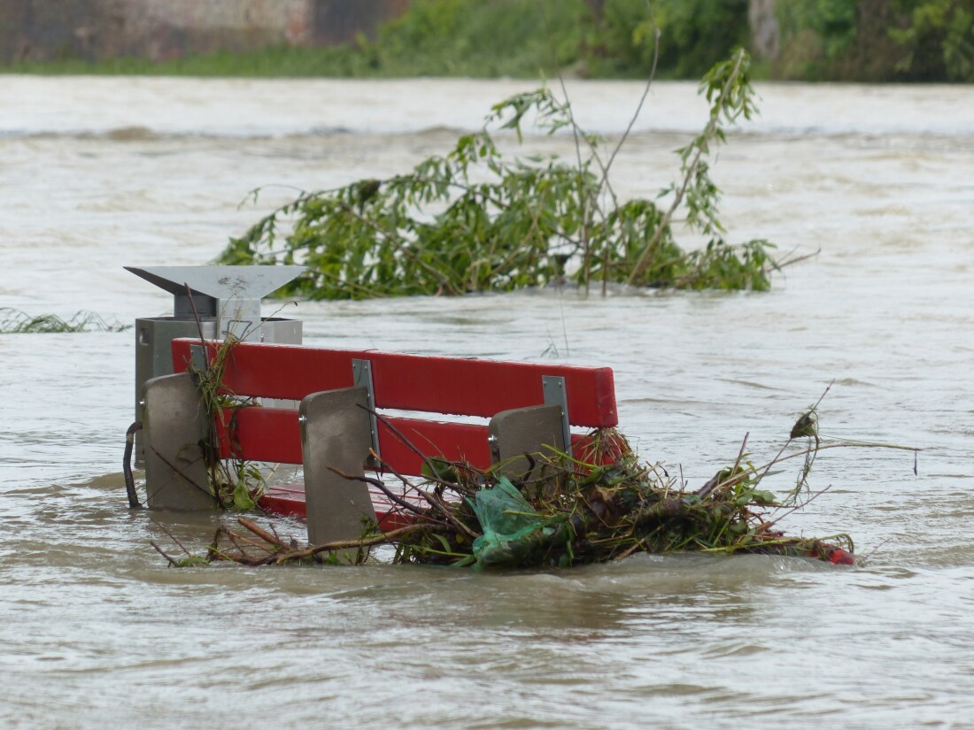 Park Bench in Flood Waters