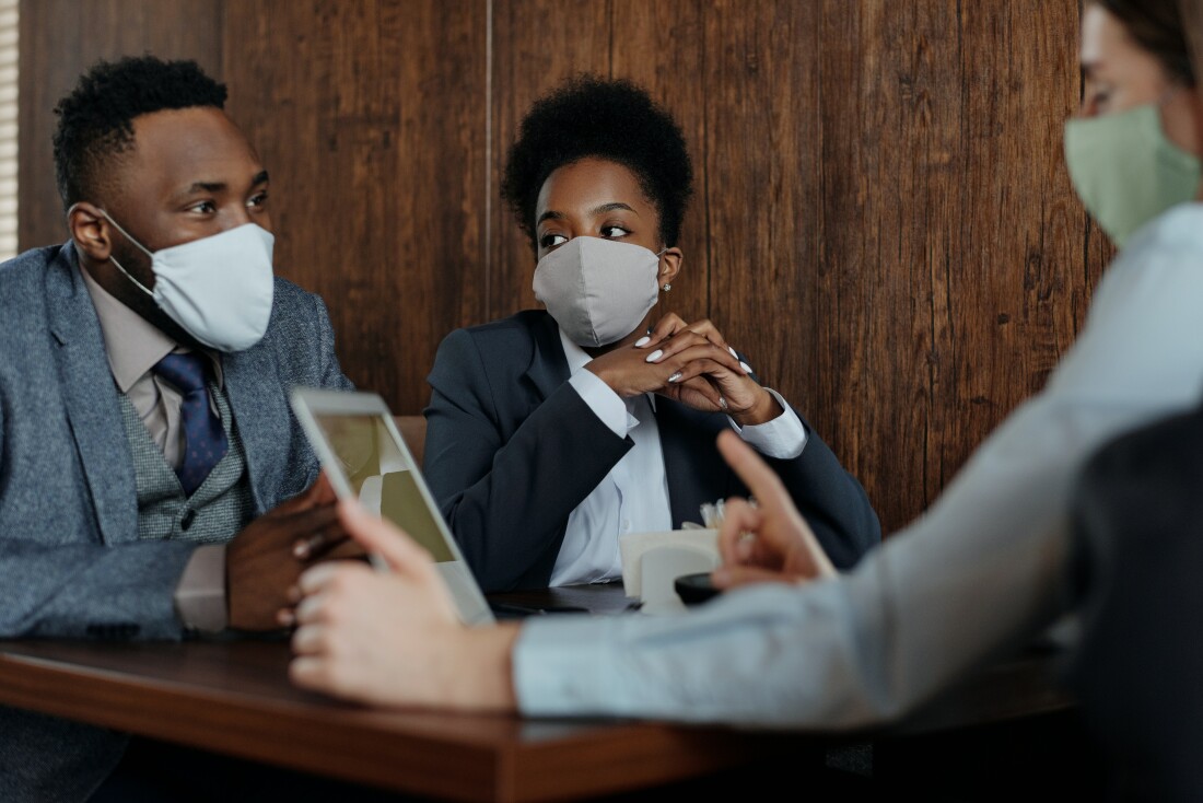 Work meeting with masks