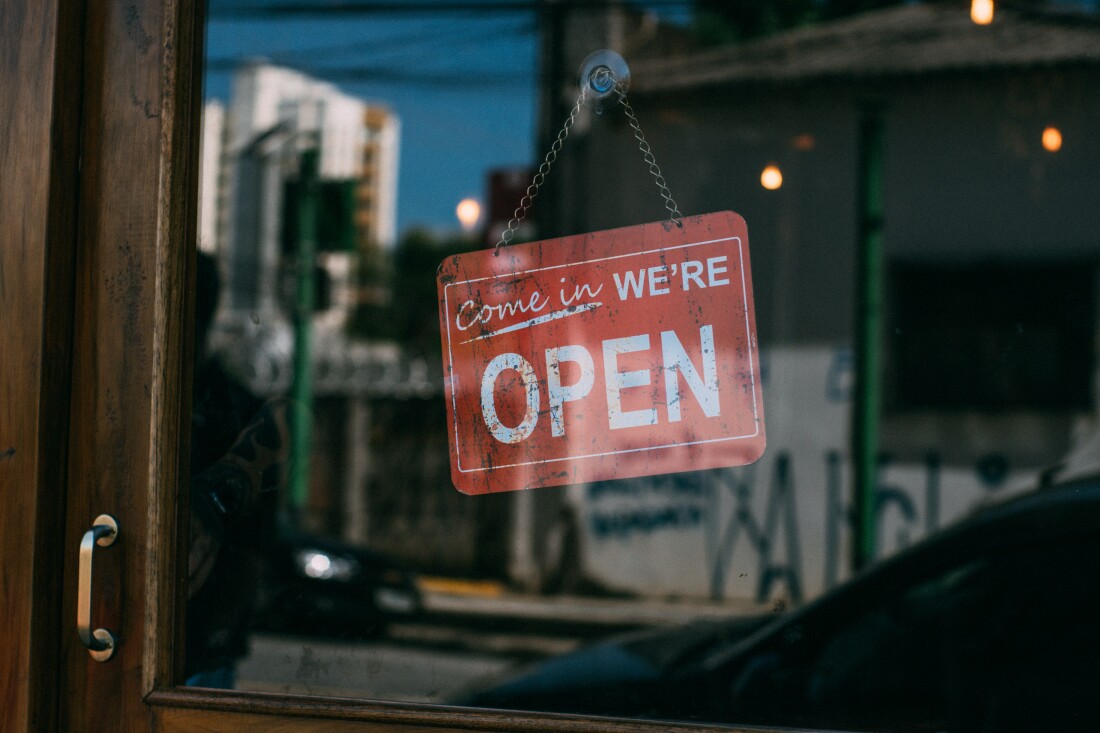 Open sign in store